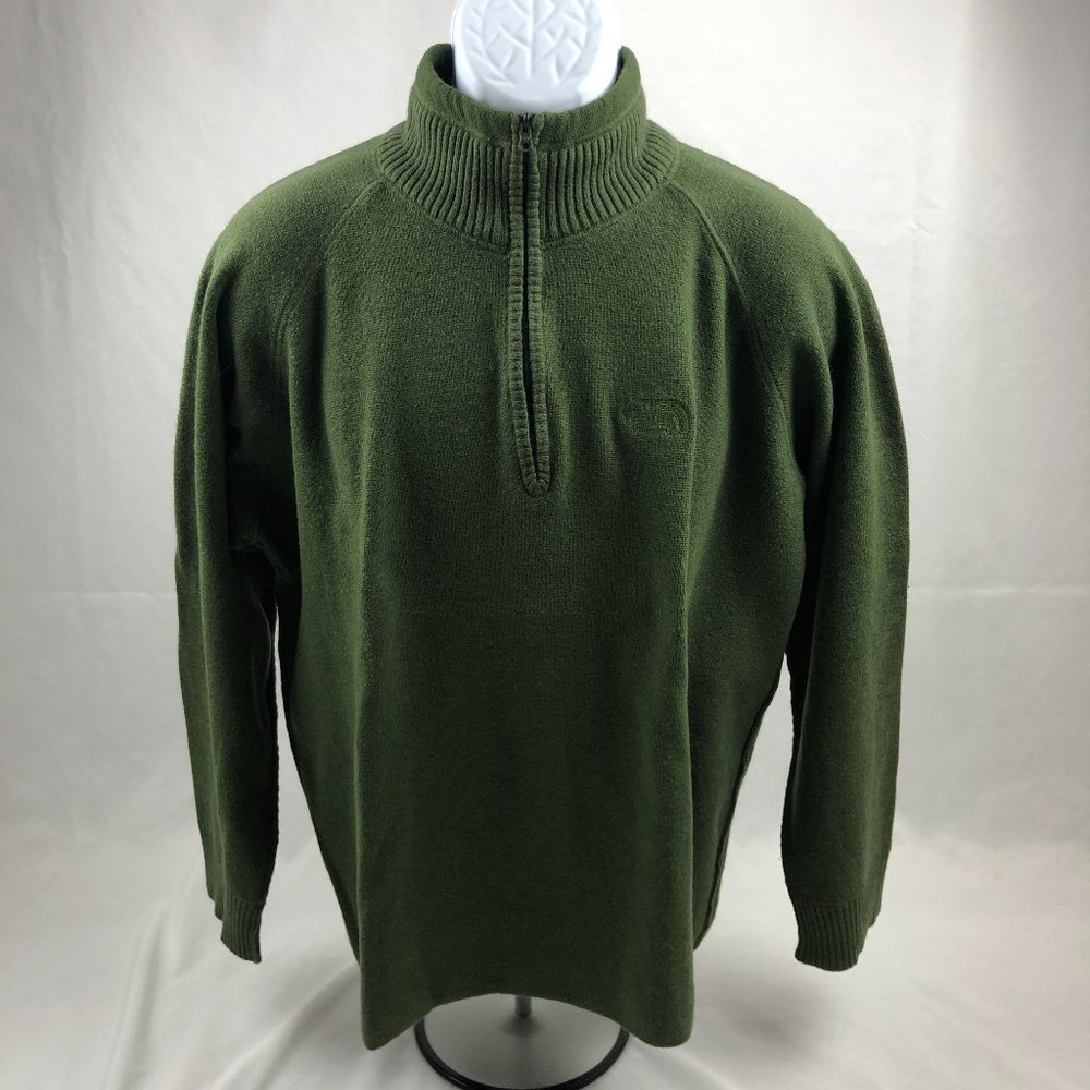 The North Face Sweater Adult Green Outdoors Pullover 1/4 Zip Mens Size XL